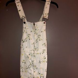 White flower overall dress